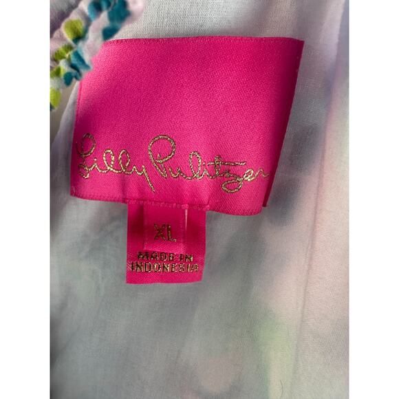 Lilly Pulitzer Everly Maxi Dress Mermaid Halter Ruffle Pink Sleeveless Size XL - Picture 14 of 16